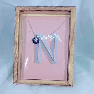 N Initial 3A CZ Minimalist Round Tiny Pendant Necklace S925 Twee Preppy Chic
